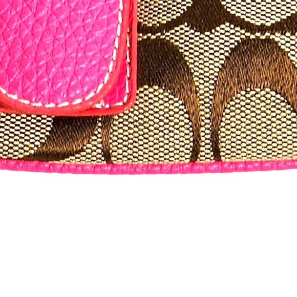 Coach crossbody mini bag signature monogram canvas and hot pink leather & suede - Picture 8 of 10